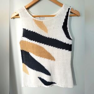 Vintage Bold Pattern Sleeveless Knit Sweater by Panda